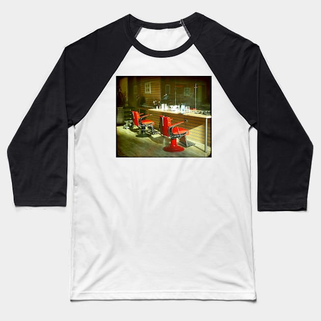 Red Chairs Baseball T-Shirt by kathyarchbold